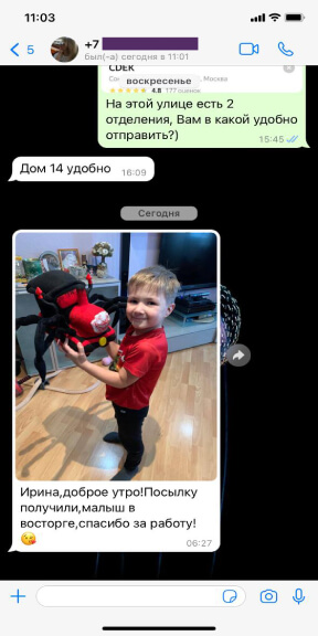 Отзыв о пошиве игрушки по идее ребенка